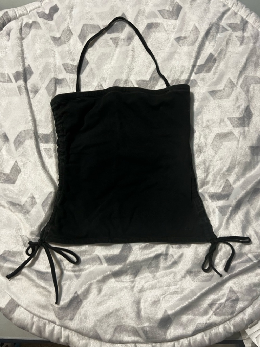 American Eagle Outfitters Black Stretch Pique Halter Tank